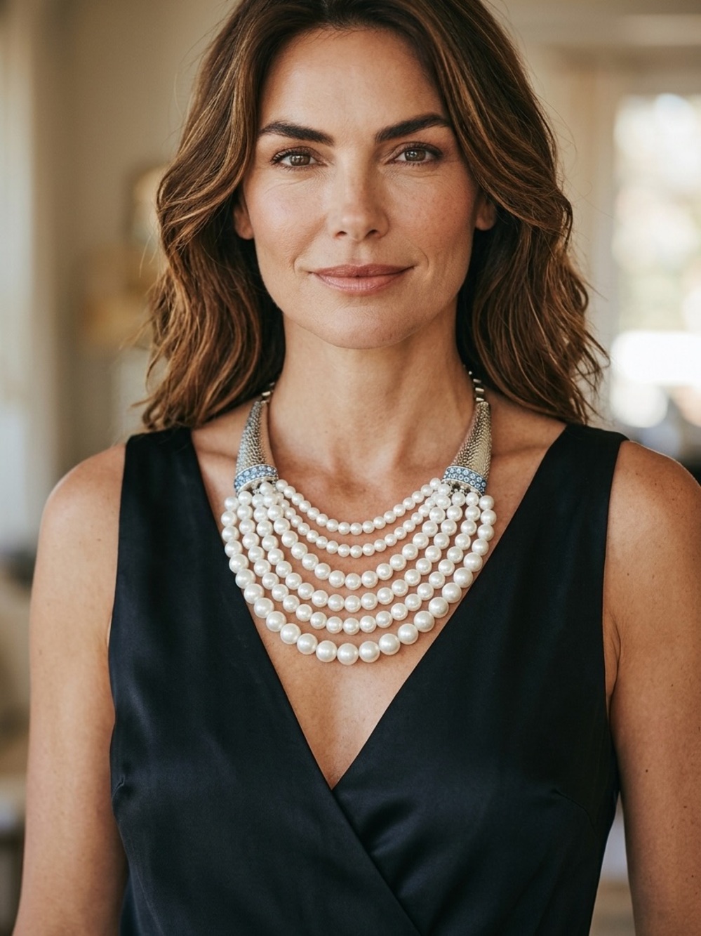 Multi-Strand White Pearl Statement Necklace